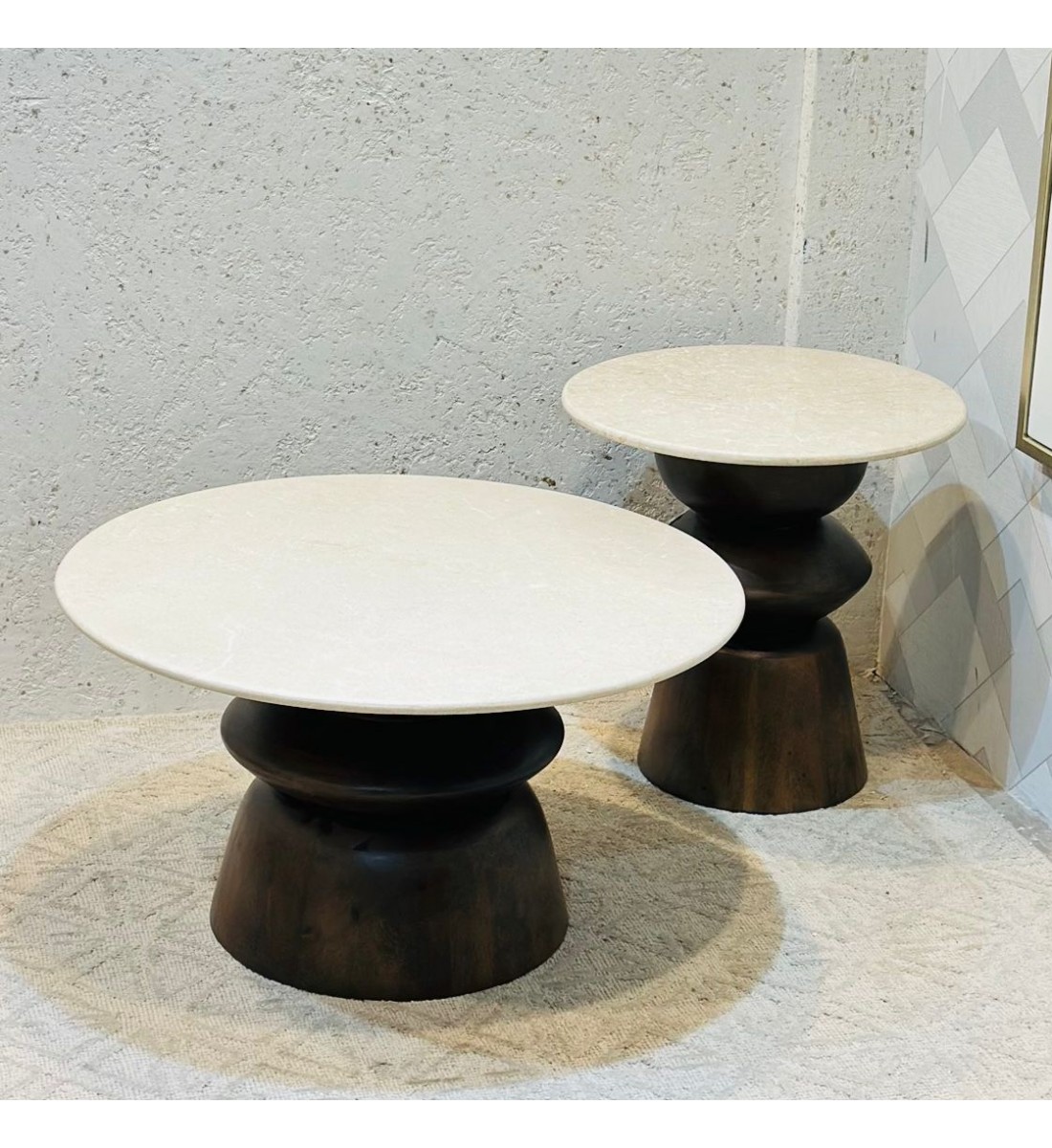 طقم طاولات قهوة دائرية دائري 2قطع 