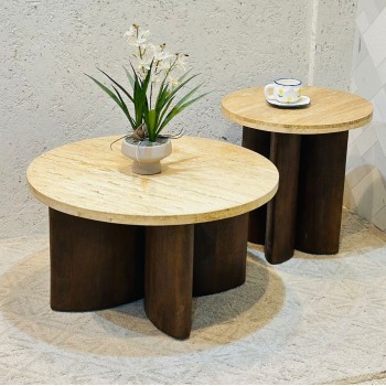 طقم طاولات قهوة دائرية دائري 2قطع 