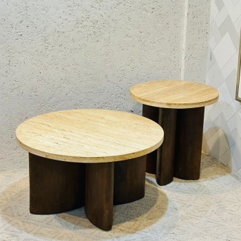 طقم طاولات قهوة دائرية دائري 2قطع 