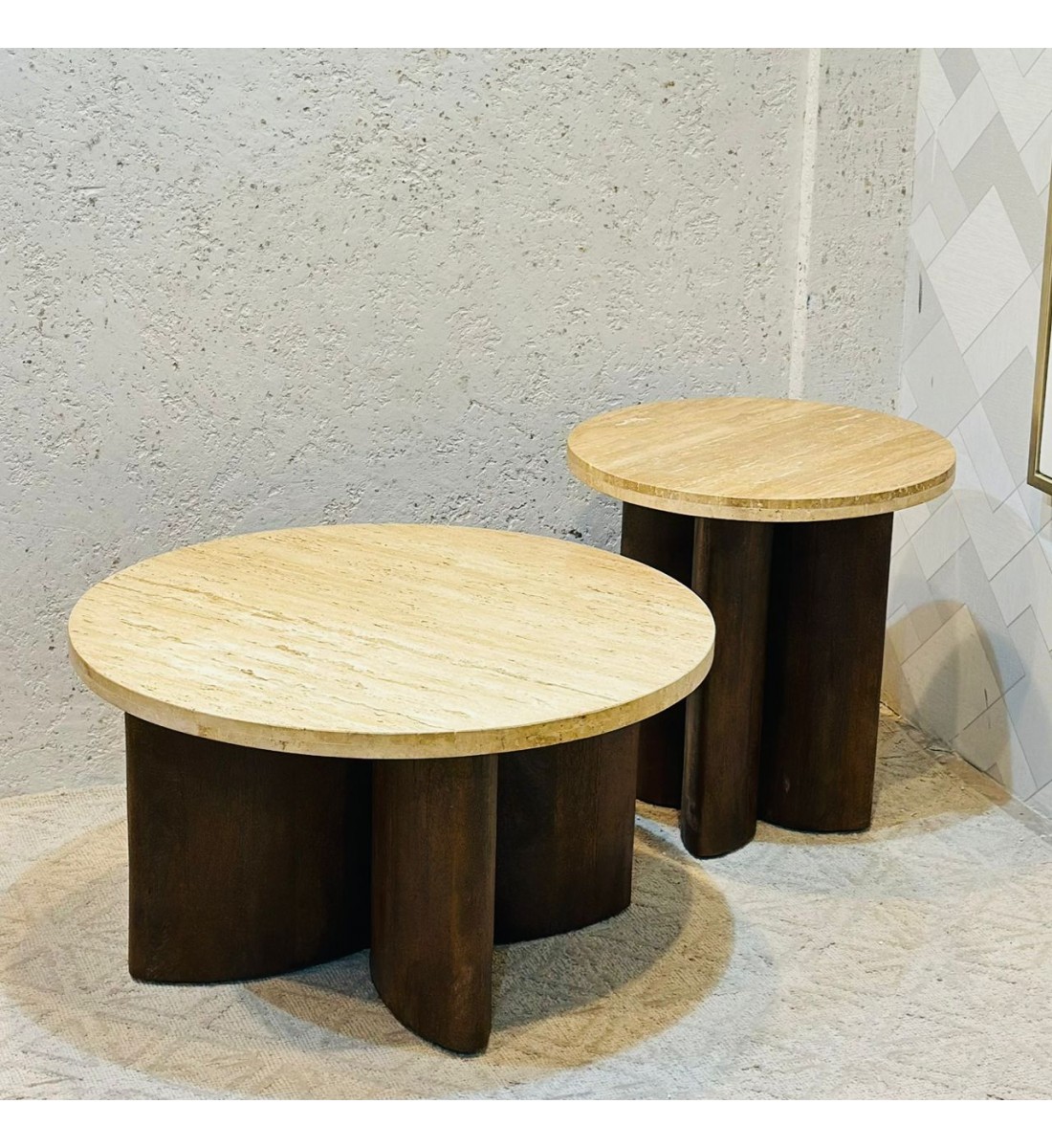 طقم طاولات قهوة دائرية دائري 2قطع 