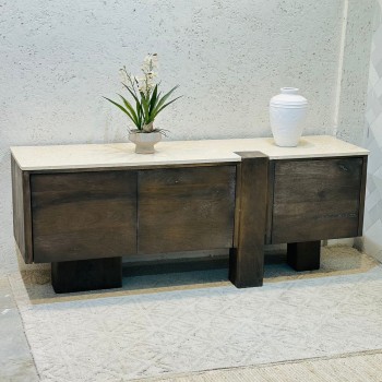 طاولات تلفاز بلازما  تلفاز تصميم انيق خشب هندي سطح رخام 161×45×40سم