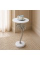 طاولة جانبية فورنيتّا بسطح من الرخام الأصلي ابيض عمود عمود فضي ×30×58سم 