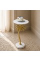 طاولة جانبية فورنيتّا بسطح من الرخام الأصلي ابيض عمود ذهبي30×30×58سم 