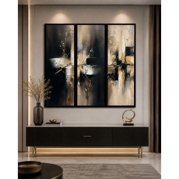 لوحة ثلاثية فن تجريدي بتصميم مودرن 120×120سم (منتج تفصيل )