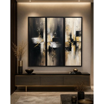 لوحة ثلاثية فن تجريدي بتصميم مودرن 120×120سم (منتج تفصيل )