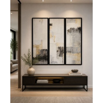 لوحة ثلاثية فن تجريدي بتصميم مودرن 120×120سم (منتج تفصيل )