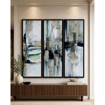 لوحة ثلاثية فن تجريدي بتصميم مودرن 120×120سم (منتج تفصيل )