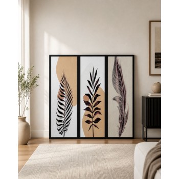 لوحة ثلاثية فن تجريدي بتصميم مودرن 120×120سم (منتج تفصيل )