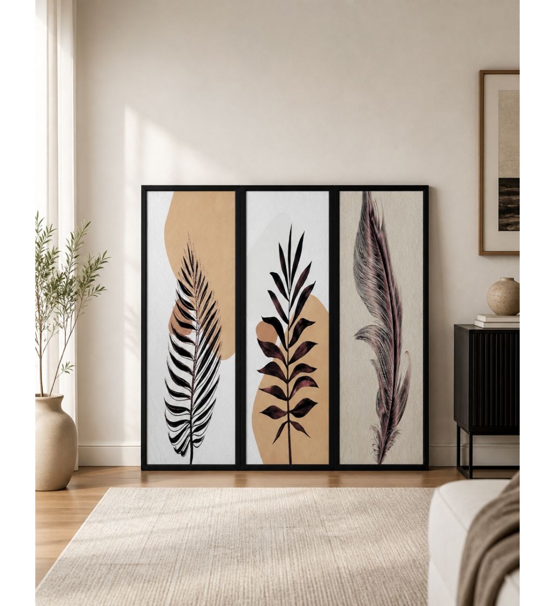 لوحة ثلاثية فن تجريدي بتصميم مودرن 120×120سم (منتج تفصيل )