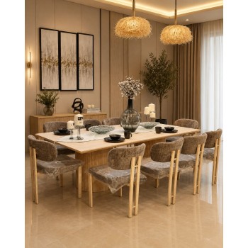 طاولة طعام خشب مع 10 كراسي