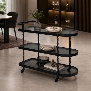 عربية تقديم زجاج جوانب حديد 3دور 110×40×90سم 