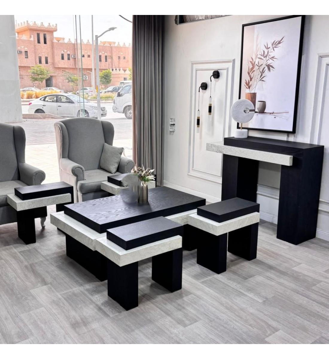 طقم طاولات خدمة أنيق بتصميم عملي وعصري 7قطع تتميز بسطح جميل من بديل الرخام (منتج تفصيل ) طقم طاولات خدمة أنيق بتصميم عملي وعصري 7قطع تتميز بسطح جميل من بديل الرخام (منتج تفصيل )