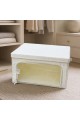 صندوق تخزين قماشي قابل للطي بنافذة شفافة لون بيج صندوق تخزين قماشي قابل للطي بنافذة شفافة لون بيج