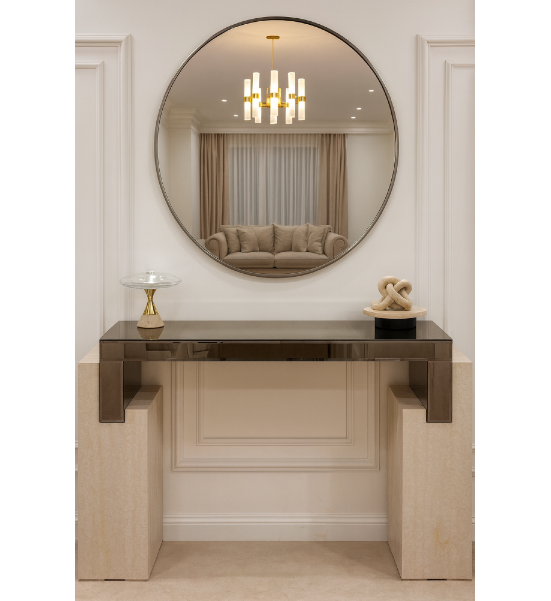مدخل كنسول خشب   بديل الرخام بشكل جذاب وانيق  سطح زجاج   140×40×90سم (منتج تفصيل)