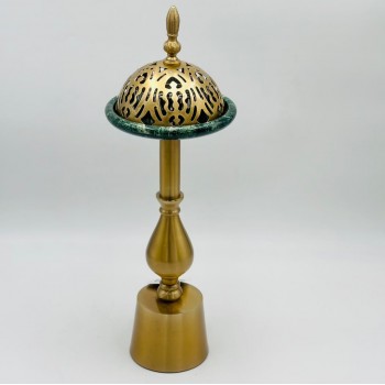 مبخرة معدنية فاخرة بتصميم كلاسيكي أنيق، تأتي بلون ذهبي مطفي،48×17×17سم 