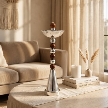 مبخرة معدنية فاخرة بتصميم كلاسيكي أنيق، تأتي بلون  فضي لماع 56×15×15سم