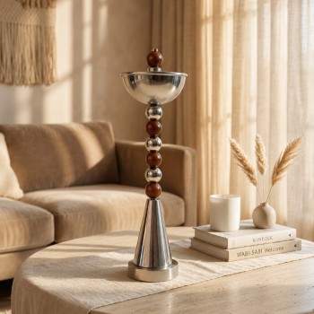 مبخرة معدنية فاخرة بتصميم كلاسيكي أنيق، تأتي بلون  فضي مطفي 56×15×15سم