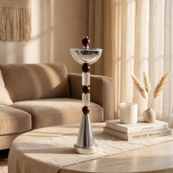 مبخرة معدنية فاخرة بتصميم كلاسيكي أنيق، تأتي بلون  فضي لماع 56×15×15سم