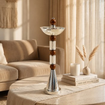 مبخرة معدنية فاخرة بتصميم كلاسيكي أنيق، تأتي بلون  فضي لماع 56×15×15سم