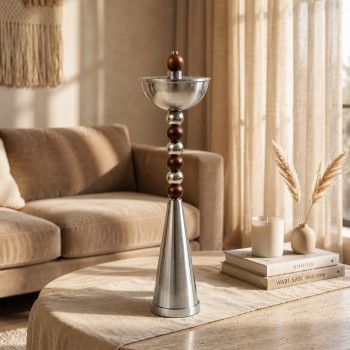 مبخرة معدنية فاخرة بتصميم كلاسيكي أنيق، تأتي بلون  فضي مطفي68×16×16سم 