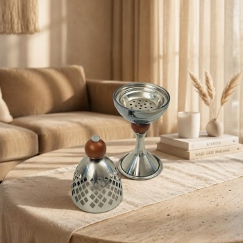 مبخرة معدنية فاخرة بتصميم كلاسيكي أنيق، تأتي بلون اسود فضي مطفي 11×11×32سم مبخرة معدنية فاخرة بتصميم كلاسيكي أنيق، تأتي بلون اسود فضي مطفي 11×11×32سم