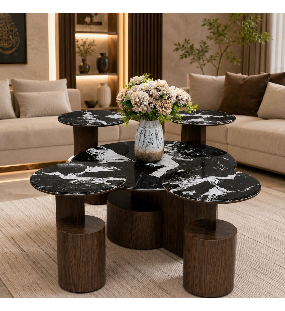 طقم طاولات أنيق بتصميم عصري فاخر 5قطع طقم طاولات أنيق بتصميم عصري فاخر 5قطع