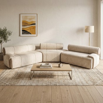 كنب زاوية بتصميم عصري وفخم، يتميز بشكل واسع ومريح يناسب المجالس والصالات الكبيرة500×45×73سم (ملاحظة المنتج تفصيل)