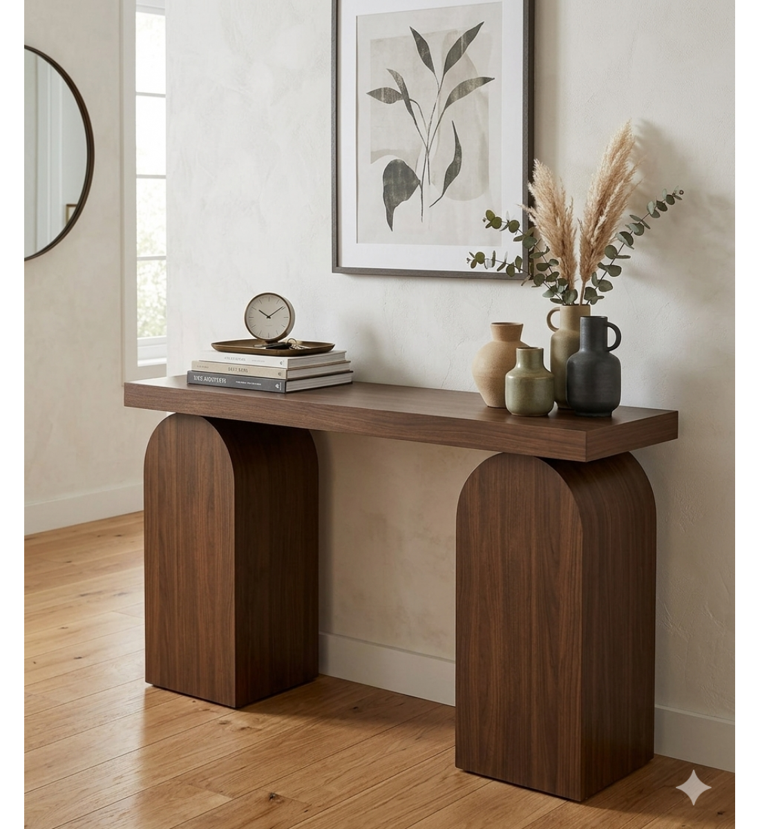 طاولة كونسول خشبية بتصميم مودرن دافئ 140×40×95سم طاولة كونسول خشبية بتصميم مودرن دافئ 140×40×95سم