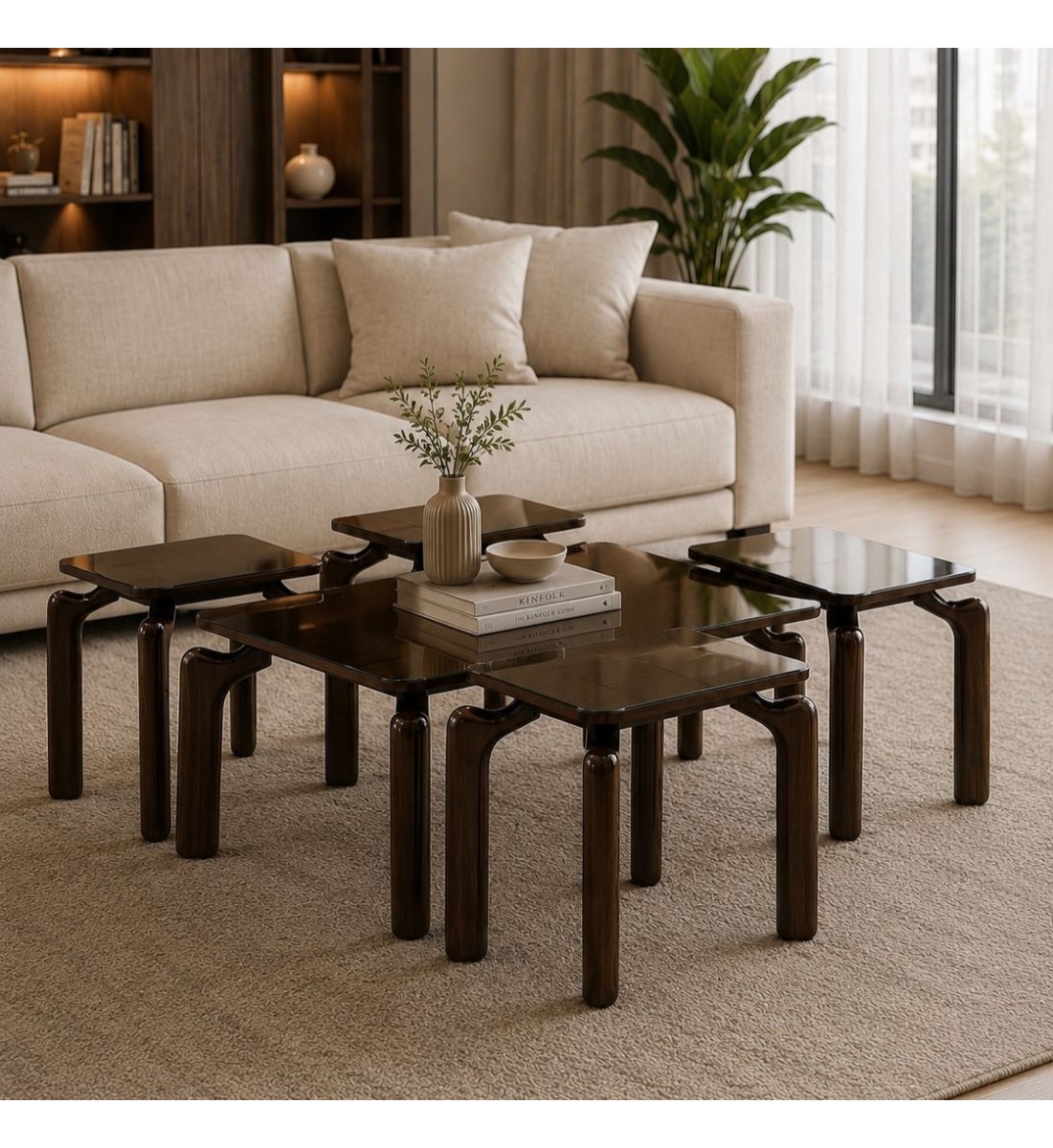 طقم طاولات ضيافة أنيق بتصميم عصري فاخر 5قطع (منتج تفصيل) طقم طاولات ضيافة أنيق بتصميم عصري فاخر 5قطع (منتج تفصيل)