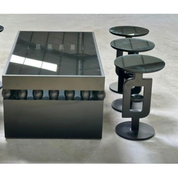 طقم طاولات ضيافة أنيق بتصميم عصري فاخر فجر 7قطع لون اسود طقم طاولات ضيافة أنيق بتصميم عصري فاخر فجر 7قطع لون اسود