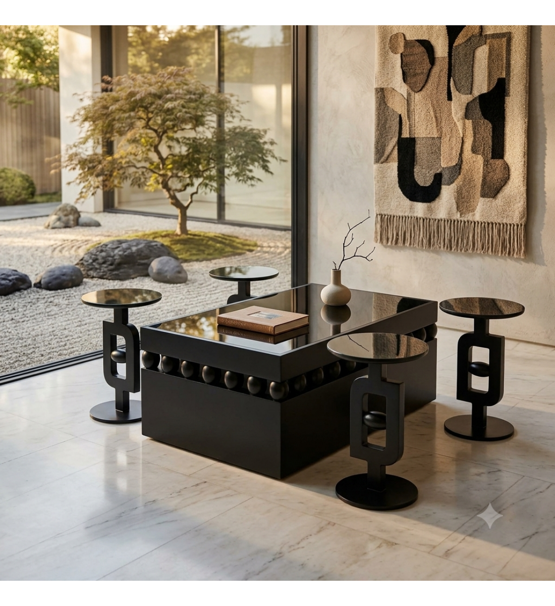 طقم طاولات ضيافة أنيق بتصميم عصري فاخر فجر 5قطع لون اسود طقم طاولات ضيافة أنيق بتصميم عصري فاخر فجر 5قطع لون اسود