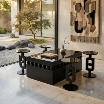 طقم طاولات ضيافة أنيق بتصميم عصري فاخر فجر 5قطع لون اسود طقم طاولات ضيافة أنيق بتصميم عصري فاخر فجر 5قطع لون اسود