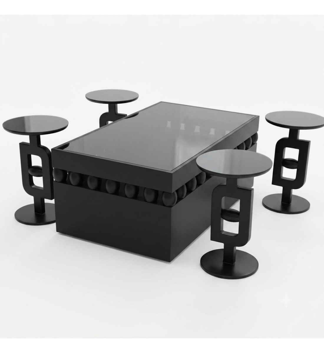 طقم طاولات ضيافة أنيق بتصميم عصري فاخر فجر 5قطع لون اسود طقم طاولات ضيافة أنيق بتصميم عصري فاخر فجر 5قطع لون اسود