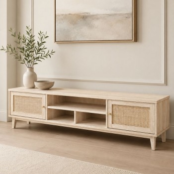 طاولة تلفزيون بتصميم أنيق وهادئ، مصنوعة بطابع خشبي 200×40×45سم طاولة تلفزيون بتصميم أنيق وهادئ، مصنوعة بطابع خشبي 200×40×45سم