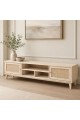 طاولة تلفزيون بتصميم أنيق وهادئ، مصنوعة بطابع خشبي 200×40×45سم 