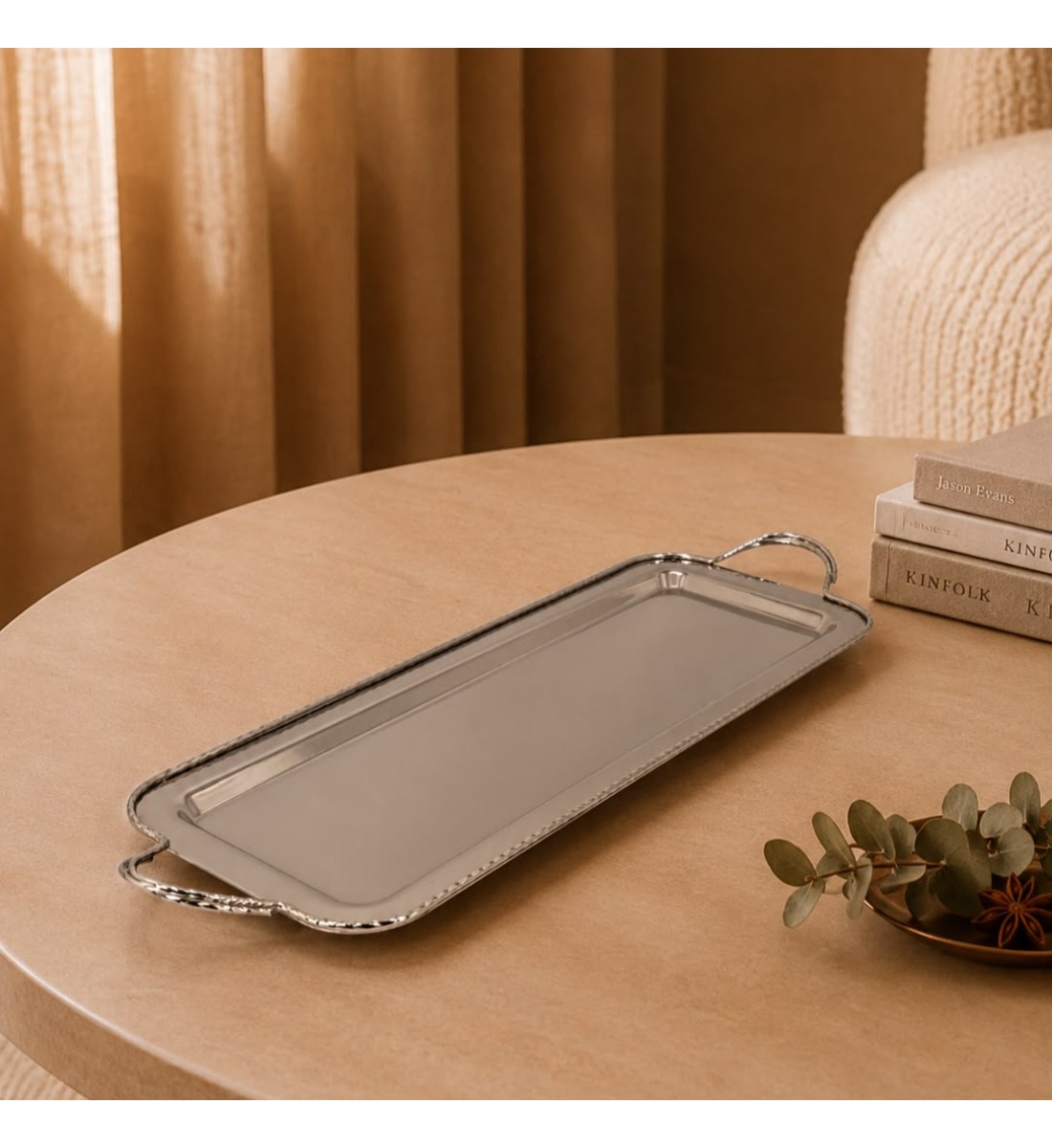 صينية تقديم معدنية بتصميم مستطيل أنيق40×16×1سم صينية تقديم معدنية بتصميم مستطيل أنيق40×16×1سم
