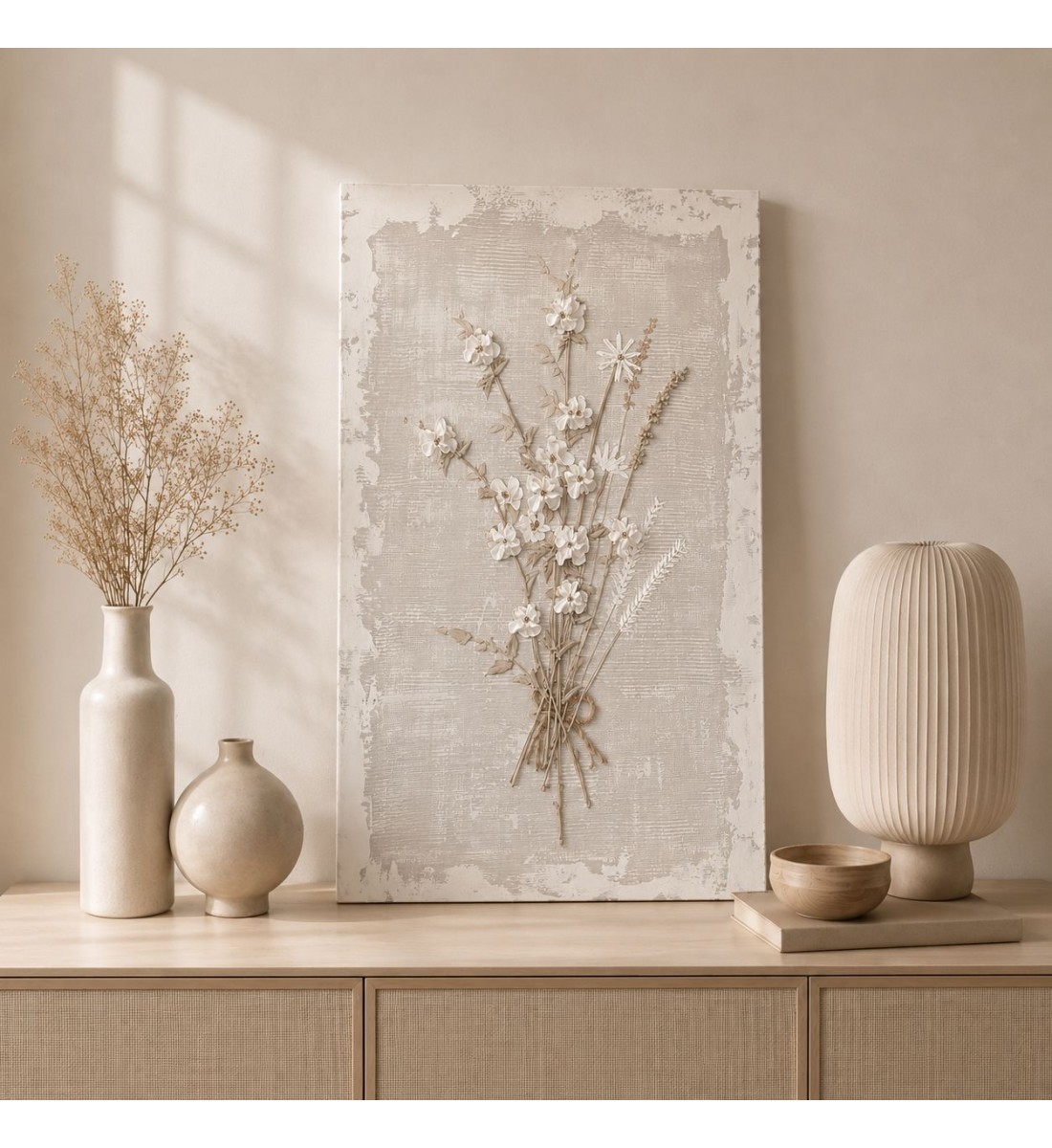 لوحة فنية جدارية ثلاثية الأبعاد بتصميم ورود ناعمة 120×80سم 