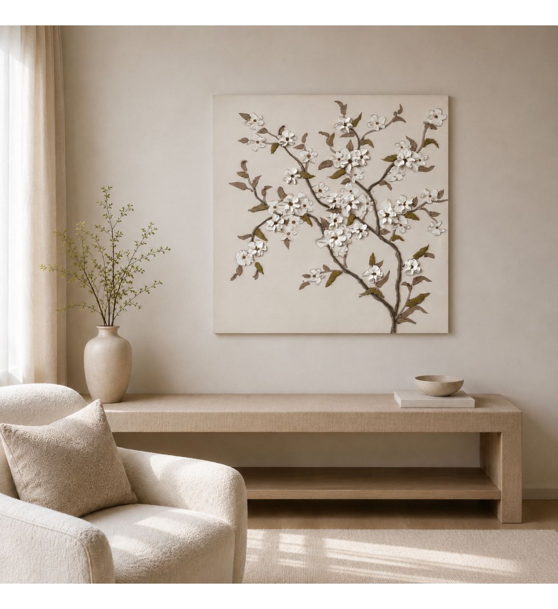 لوحة فنية جدارية ثلاثية الأبعاد بتصميم ورود ناعمة80×80سم 