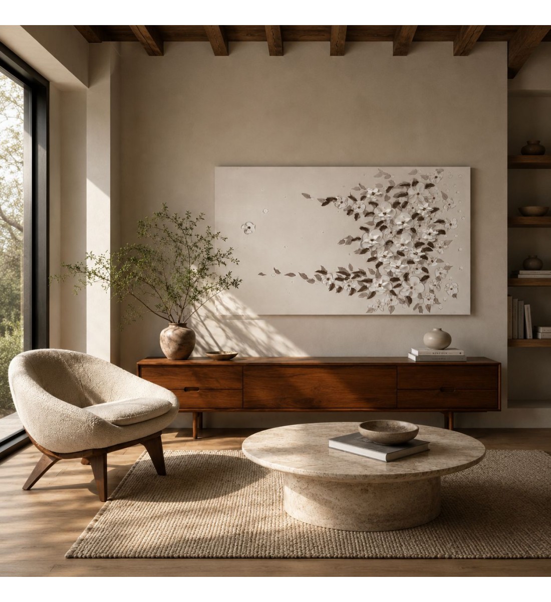 لوحة فنية جدارية ثلاثية الأبعاد بتصميم ورود ناعمة60×90سم 