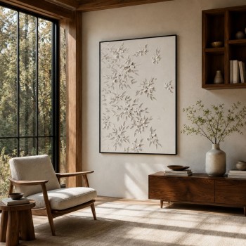 لوحة فنية جدارية ثلاثية الأبعاد بتصميم ورود ناعمة  اطار اسود 120×80سم 