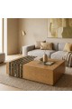 طاولة وسط بتصميم فاخر تجمع بين الرخام والخشب بأسلوب عصري أنيق 160×120×47سم (منتج تفصيل )