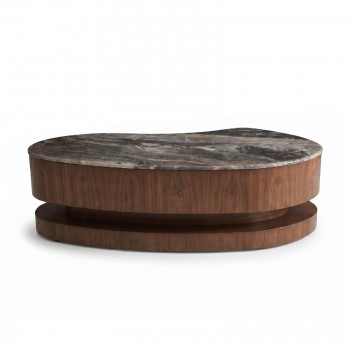 A luxuriously designed center table combining marble and wood in a stylish modern style, 160×80×47cm (custom-made product)