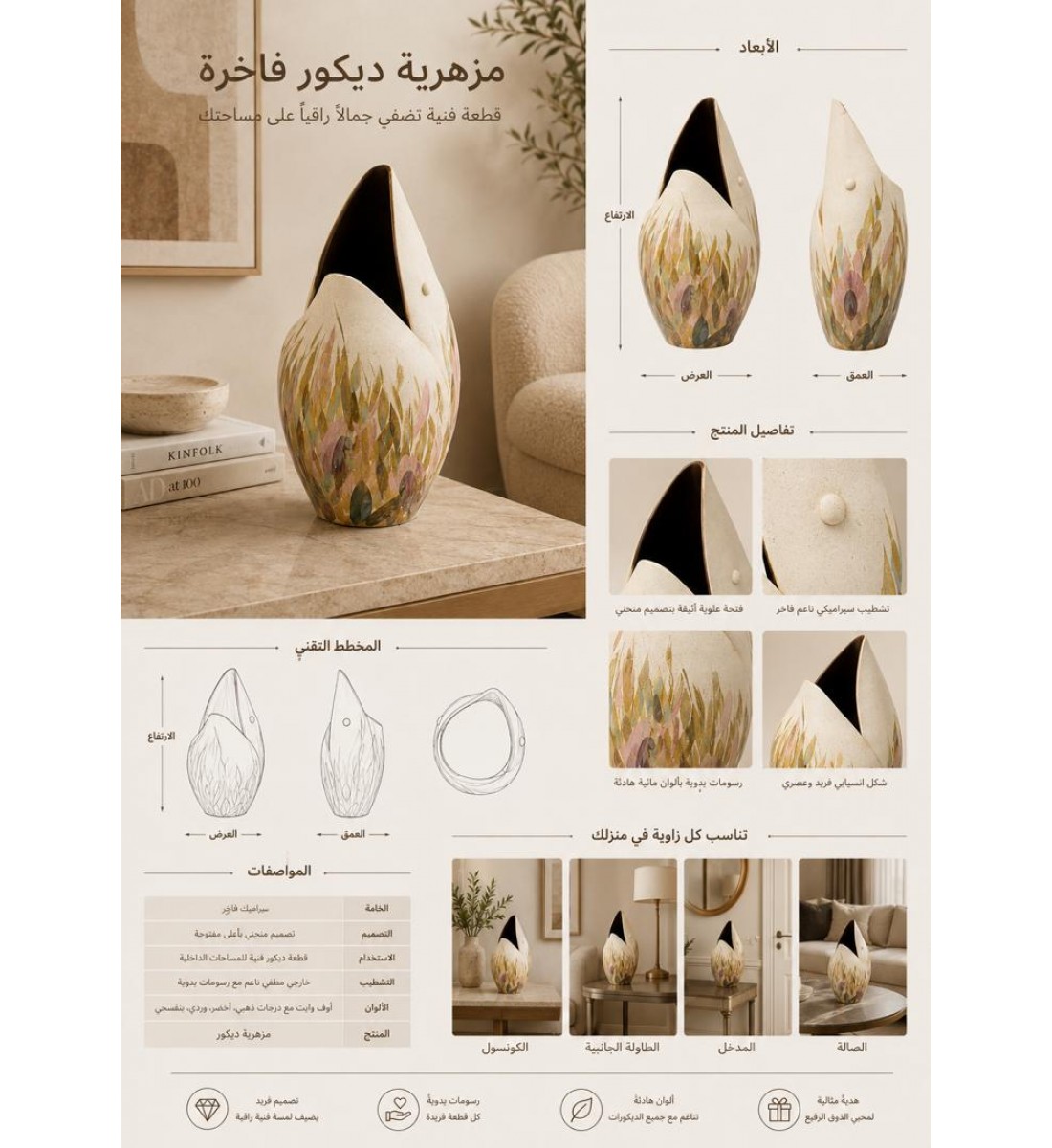 فازة ديكور فنية بتصميم عصري فاخر