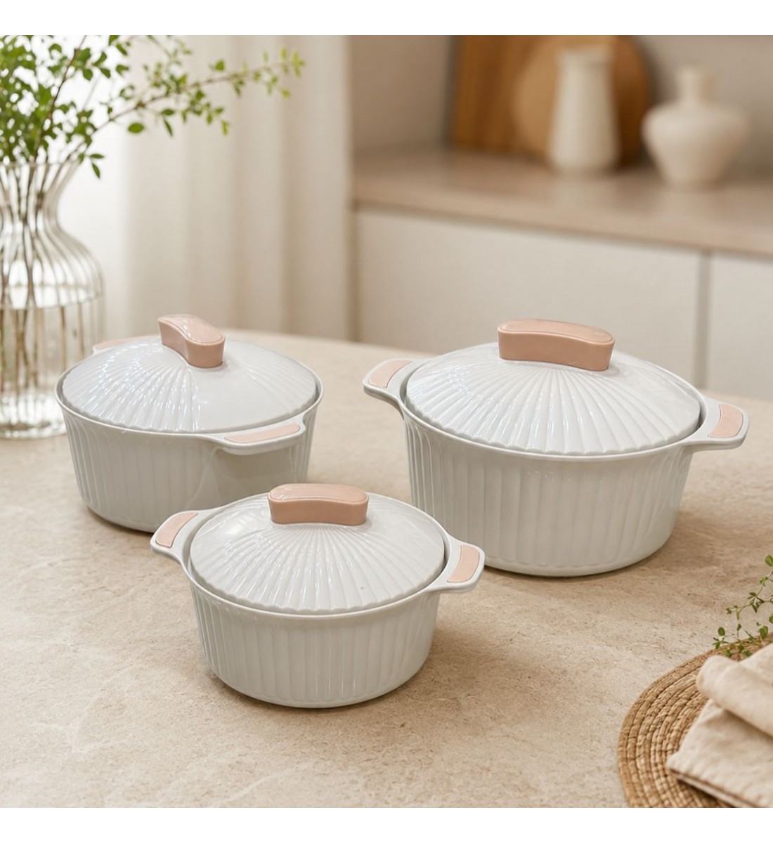 طقم حافظات طعام بتصميم أنيق وعملي 3قطع طقم حافظات طعام بتصميم أنيق وعملي 3قطع