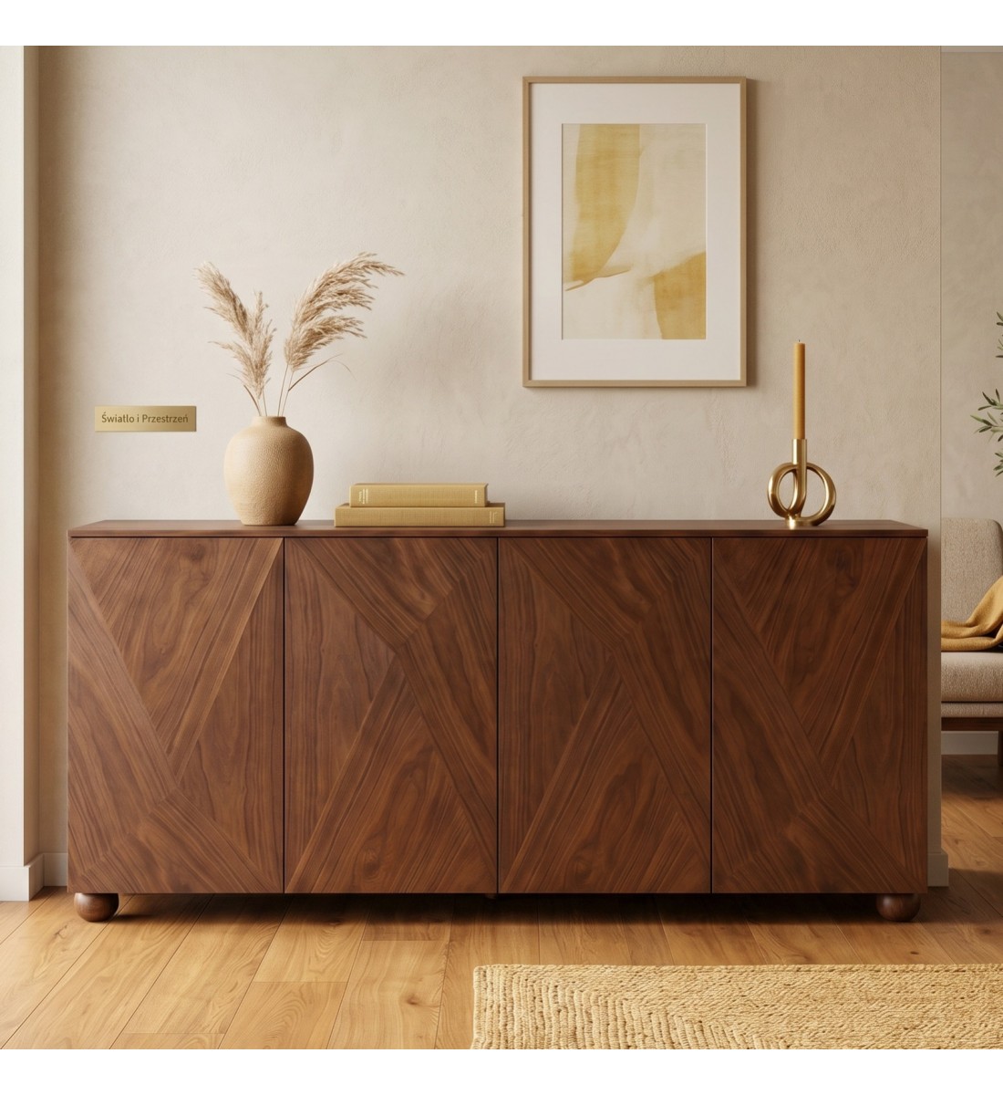 بوفيه خشبي فاخر بتصميم عصري أنيق 4باب 200×45×90سم (منتج تفصيل) بوفيه خشبي فاخر بتصميم عصري أنيق 4باب 200×45×90سم (منتج تفصيل)
