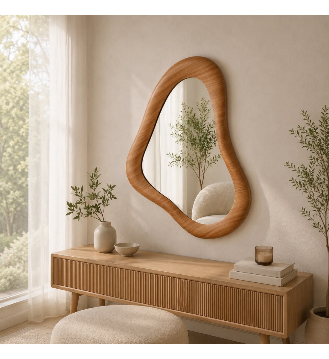 مرآة جدارية بتصميم عصري غير منتظم 122×80سم (منتج تفصيل ) مرآة جدارية بتصميم عصري غير منتظم 122×80سم (منتج تفصيل )