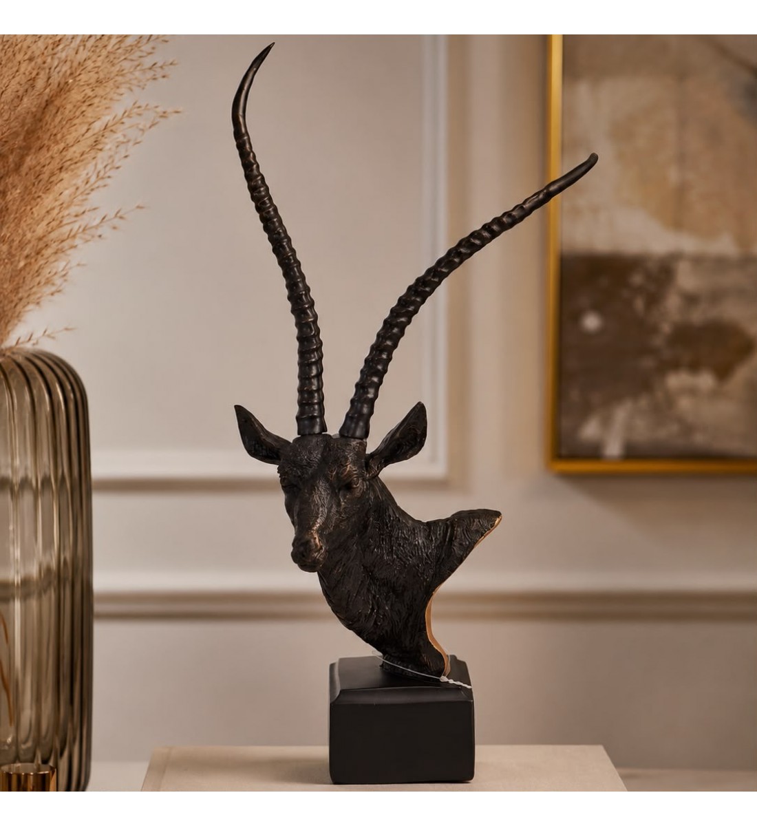 مجسم ديكور رأس غزال فاخر46×22×12سم مجسم ديكور رأس غزال فاخر46×22×12سم