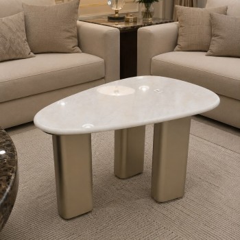 Onyx marble center table with champagne wood base 45×43×70 (Custom made)