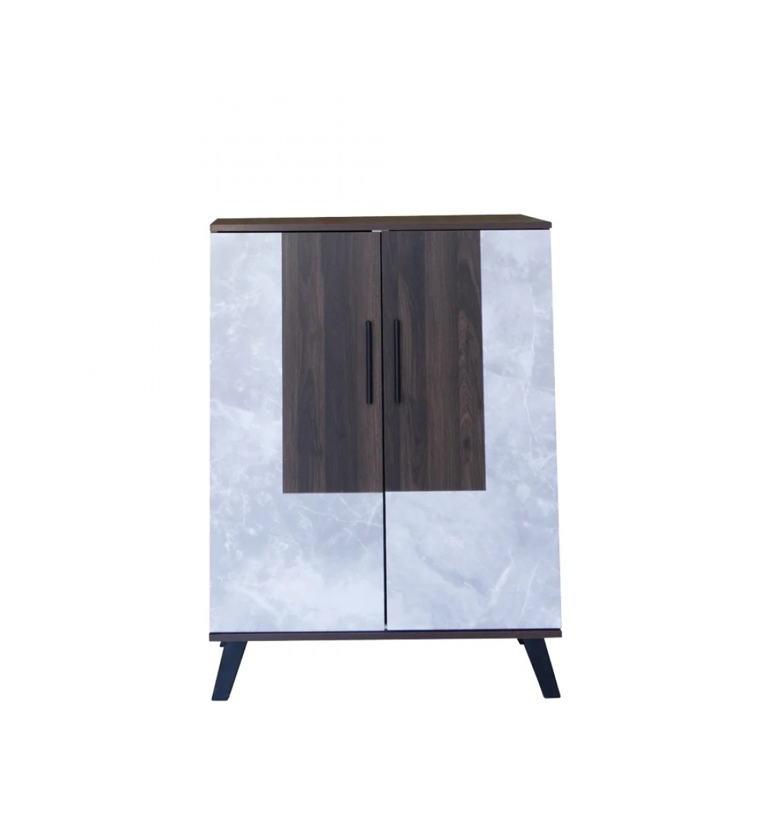 خزانة أحذية بابين خشب ماليزي 80 سم – بني غامق مع رمادي