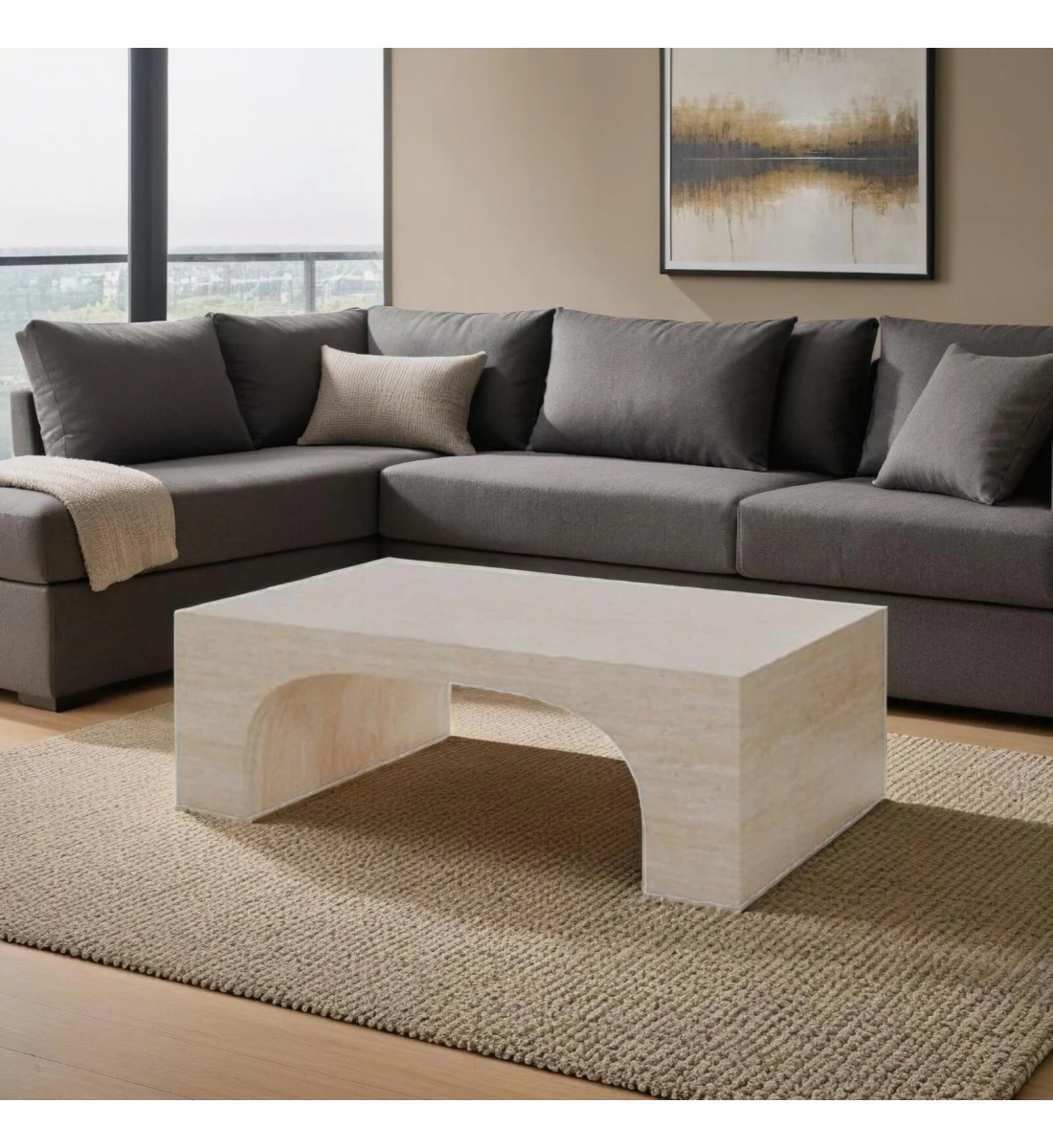 طاولة قهوة أسمنت هندسي مركب بديل الرخام - بيج مقاس 10.8*58*39.5 سم طاولة قهوة أسمنت هندسي مركب بديل الرخام - بيج مقاس 10.8*58*39.5 سم